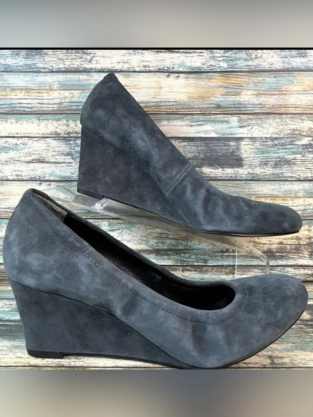 Vionic Camden Wedge Heel Pumps Shoes Womens Shoes Size 9.5M Gray Suede Round Toe